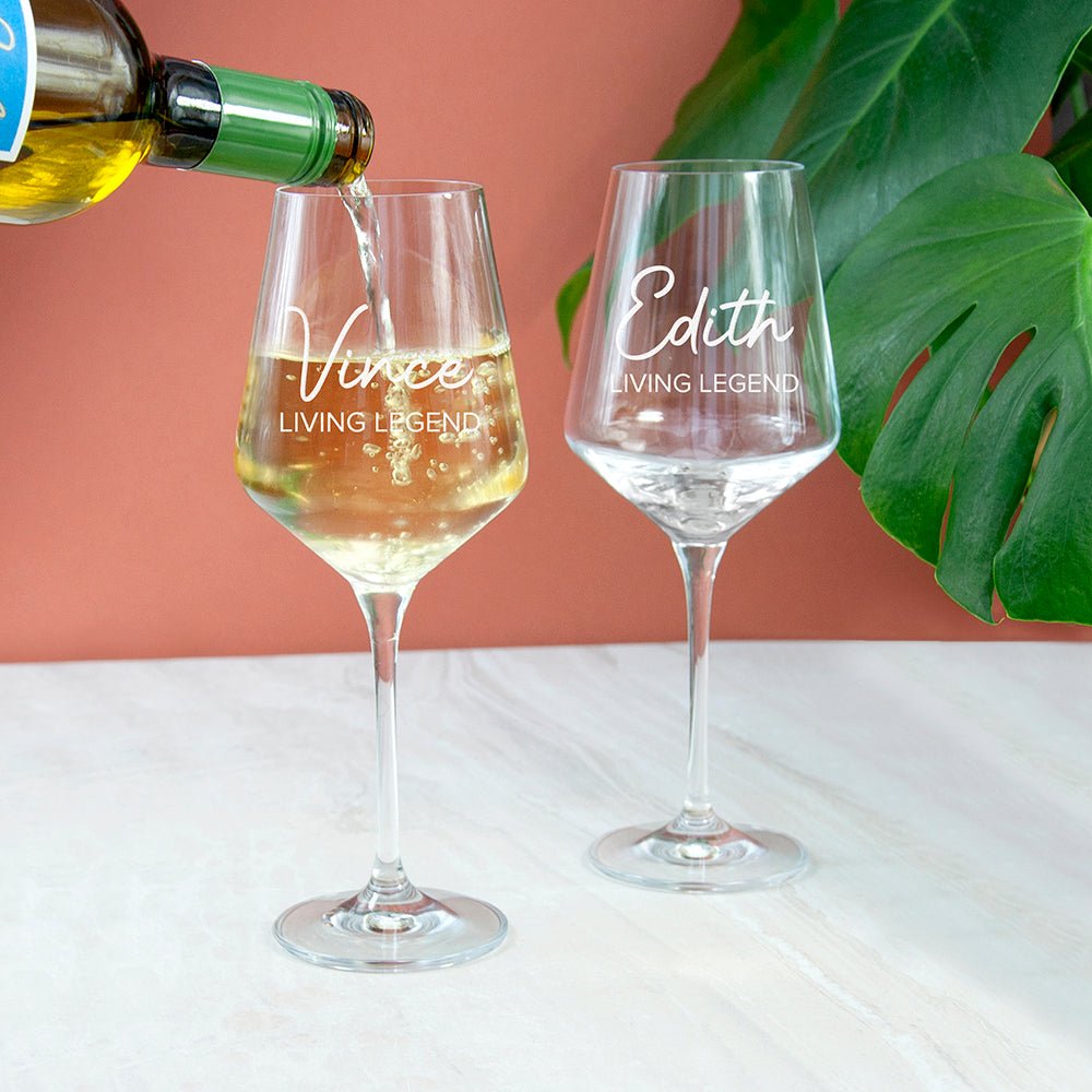 Personalised Dad Living Legend Wine Glass - Engraved Memories