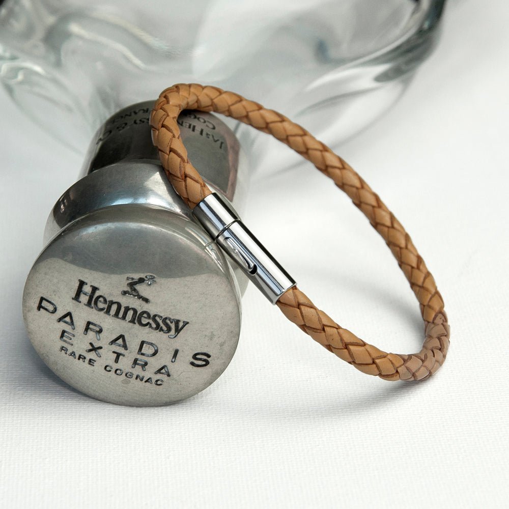 Personalised Men's Capsule Tube Woven Bracelet in Tan - Engraved Memories