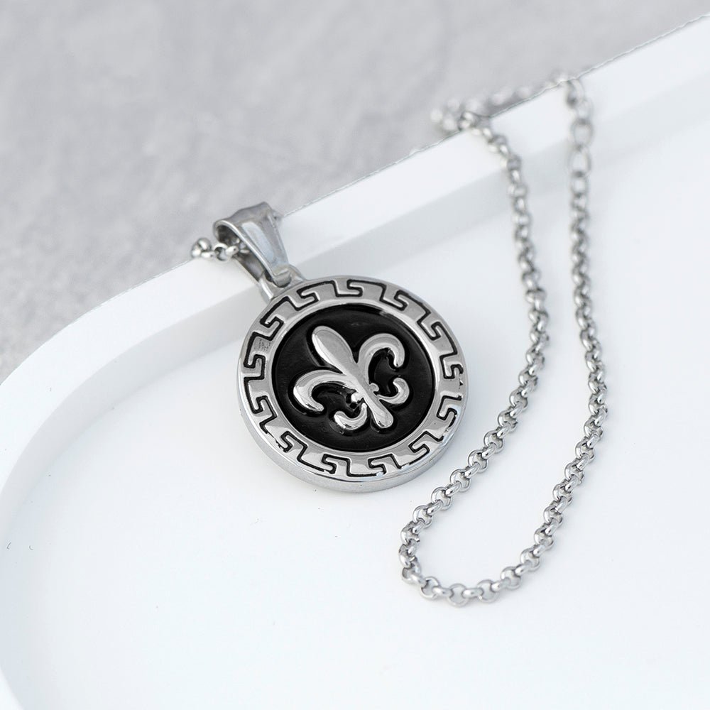 Personalised Men's Fleur-de-lis Pendant Necklace - Engraved Memories