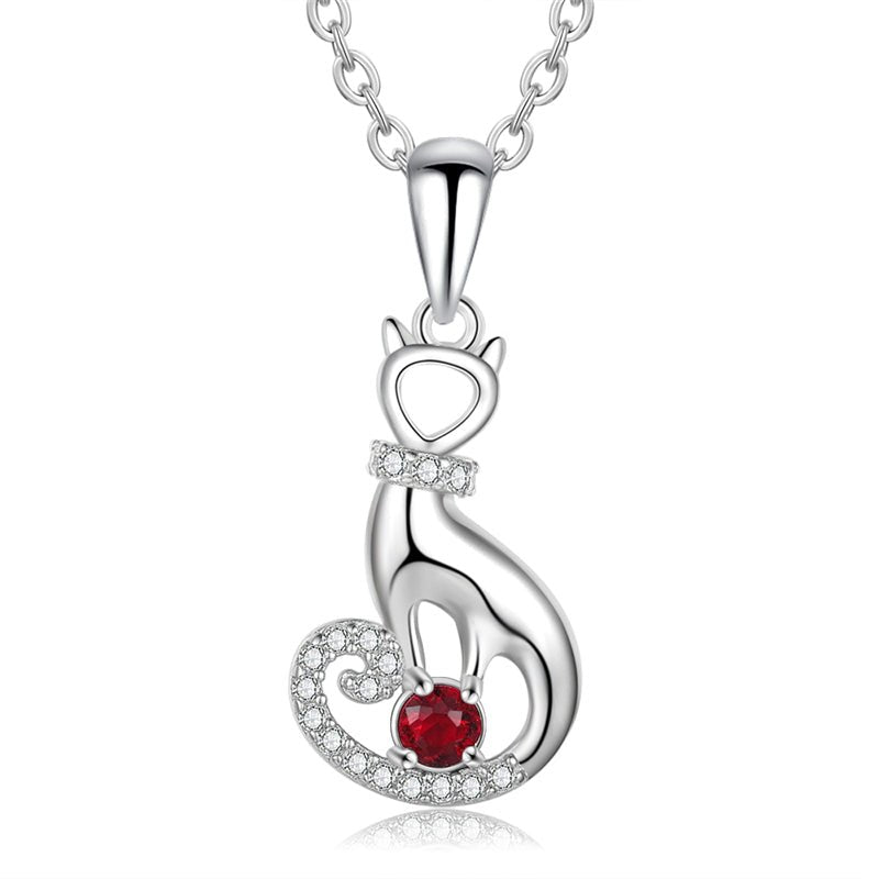 Cat on sale birthstone necklace