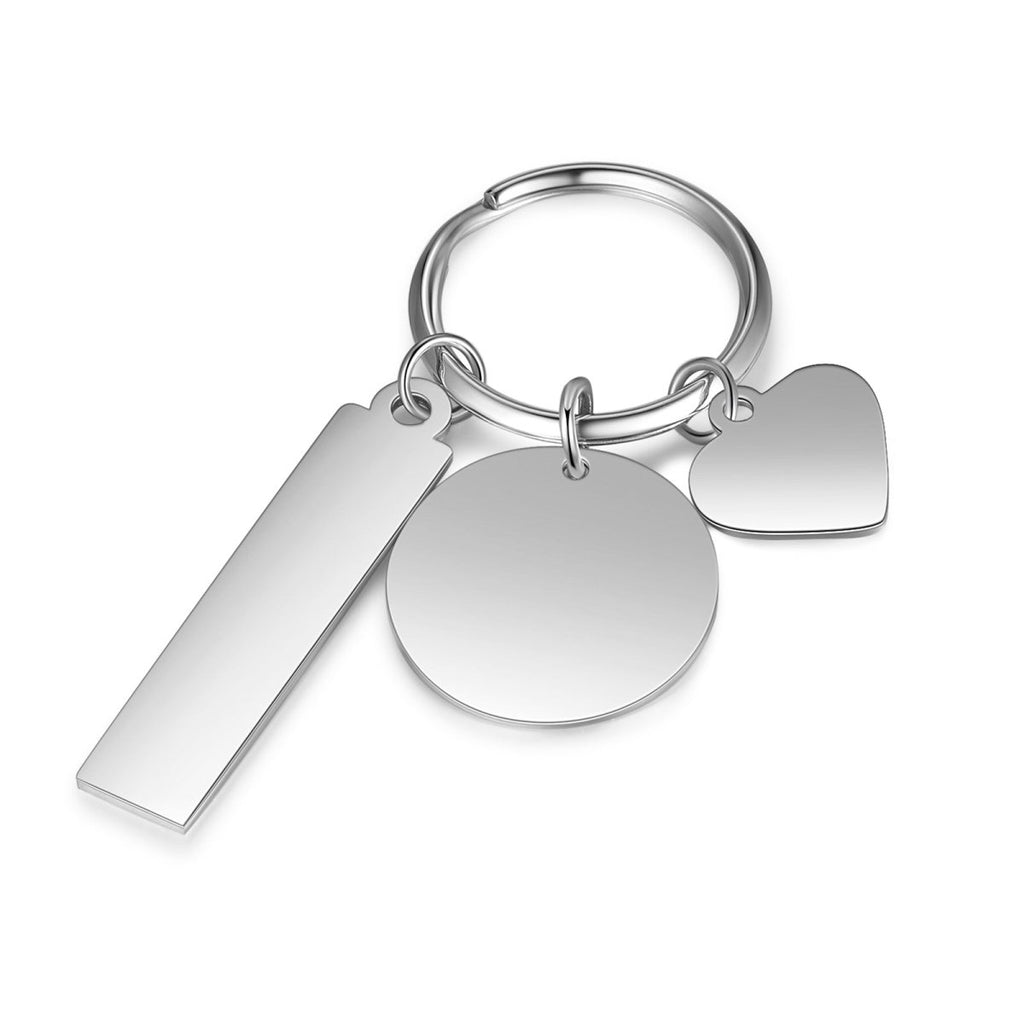 Charms Photo Keychain, Personalised Stainless Steel Photo Round Keychain, Engraved Charm Photo Keyring, Steel Picture Key Chain - Engraved Memories