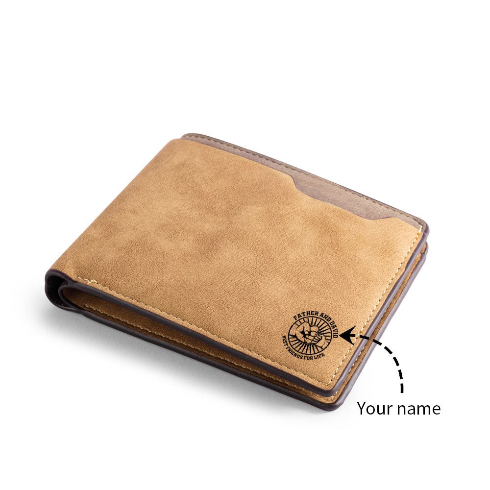 Custom Photo Wallet, Brown Leather Wallet, Photo Name Artwork Personalised Wallet, Father's day gift - Engraved Memories