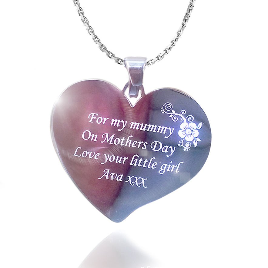 Flared Heart Photo Engraved Pendant Mother's day gift - Engraved Memories