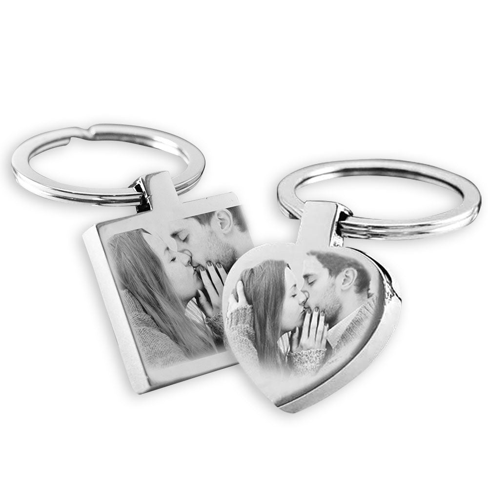 His and Hers Photo Engraved Keyrings set Mother's day gift