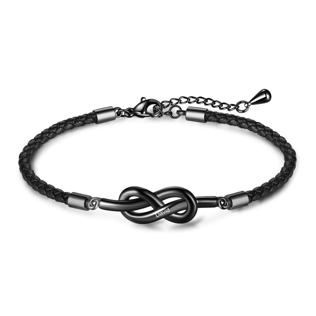 Infinity Knot Couple Bracelet Adjustable, Valentine's day Gift, Wedding Gift Leather Bracelet for Men, Bracelet for Women, Infinity Bracelet - Engraved Memories
