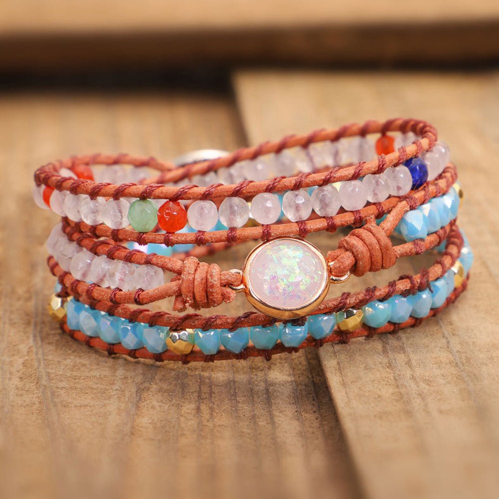 Natural Opal Bracelet with Multicolour Stones - Engraved Memories