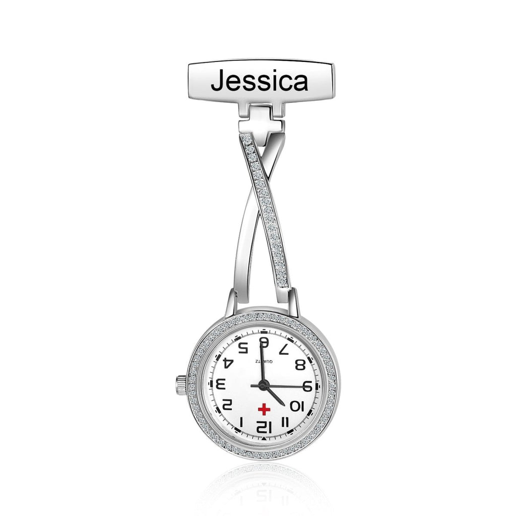 Nurse Pocket Watch in Rose Gold or White Gold Plating, Custom Engraved Fob Watch, Personalised Nursing Gift, Stylish Medical Professional - Engraved Memories