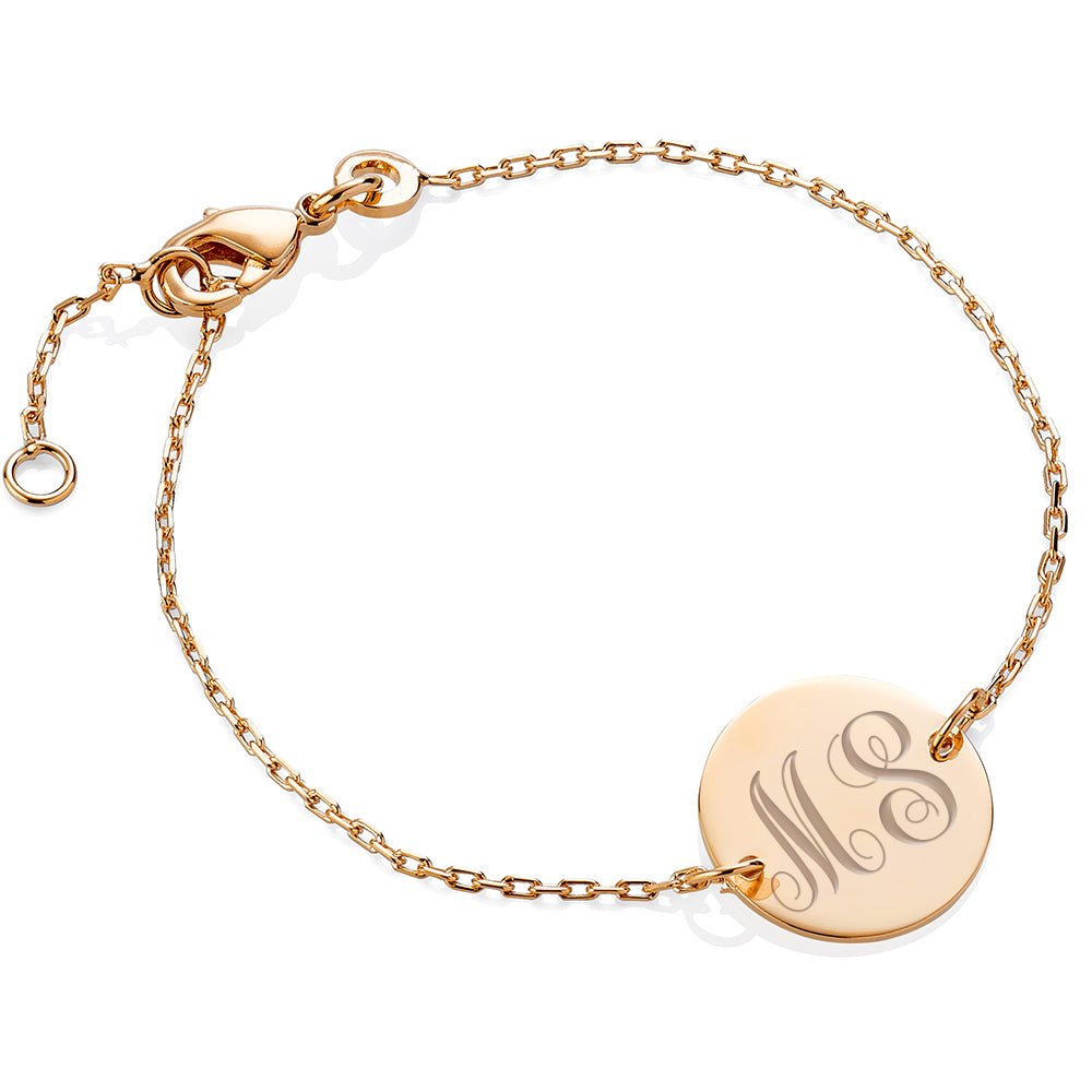 Personalised 18 Kt Gold Plated Round Initial Bracelet Mother's day gift - Engraved Memories