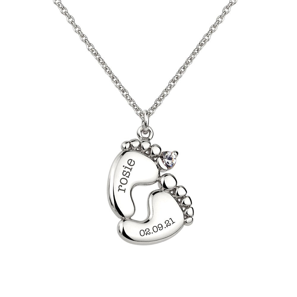 Personalised Baby Feet Necklace - Engraved Memories