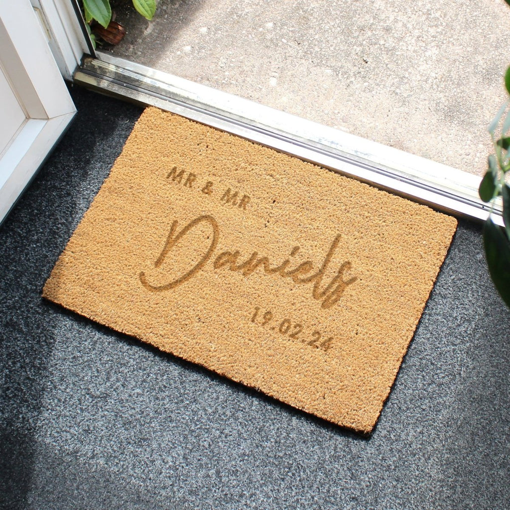 Personalised Couples Rectangle Indoor Doormat - Engraved Memories