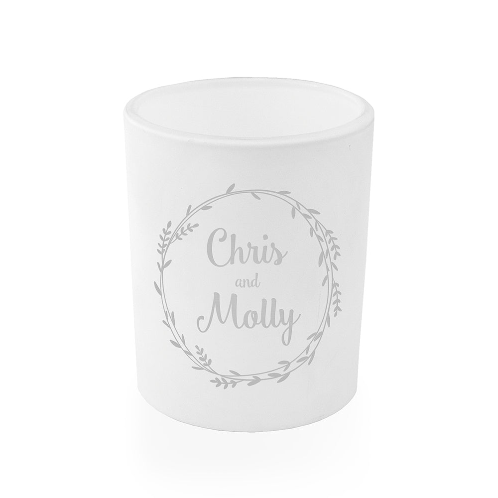 Personalised Couples Wreath Candle Holder - Engraved Memories