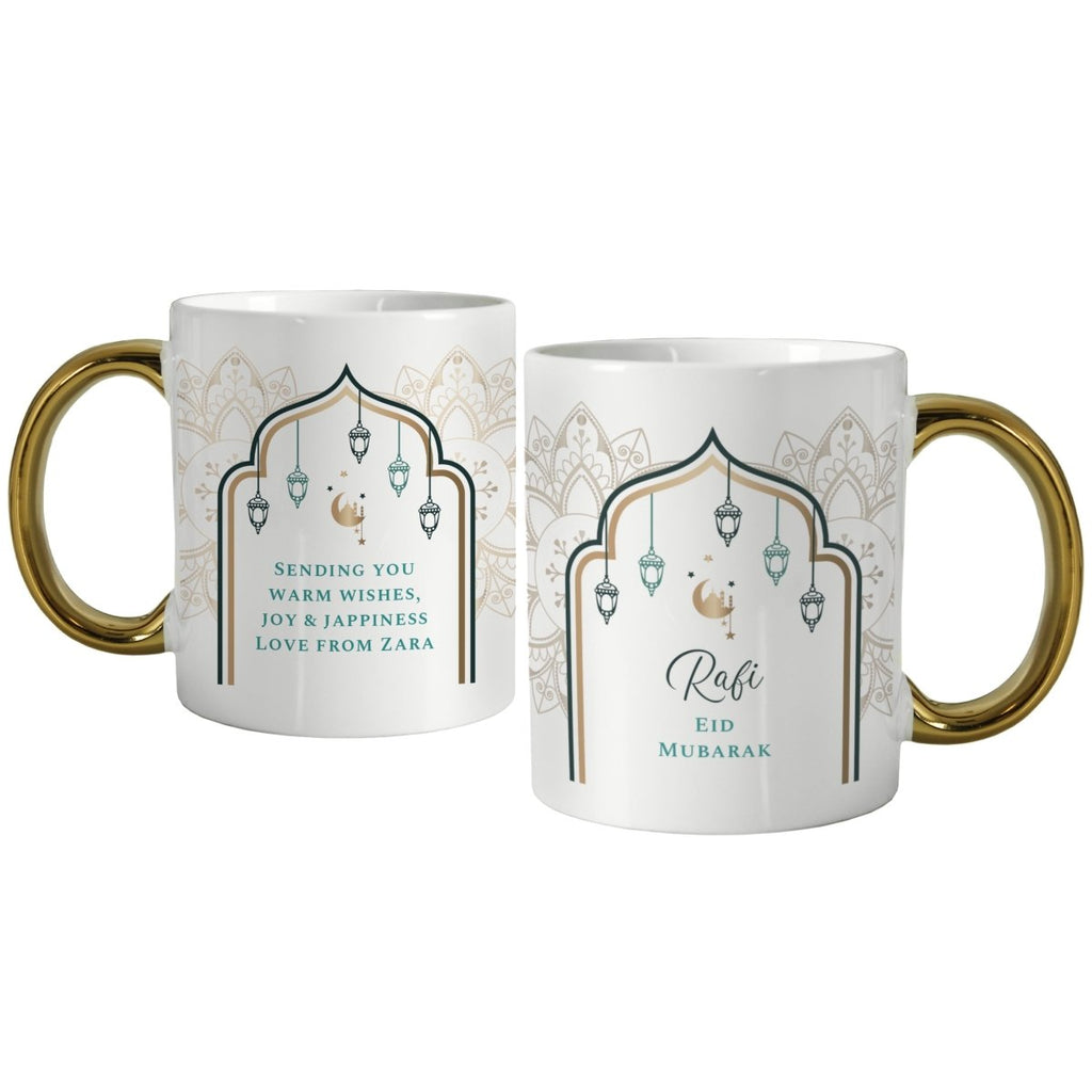 Personalised Eid and Ramadan Gold Handled Mug - Engraved Memories