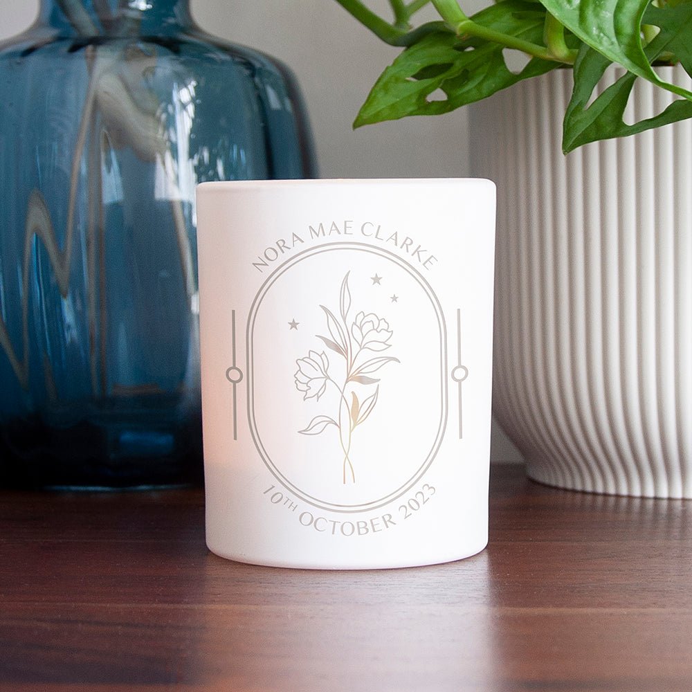 Personalised Floral Frame Candle Holder - Engraved Memories