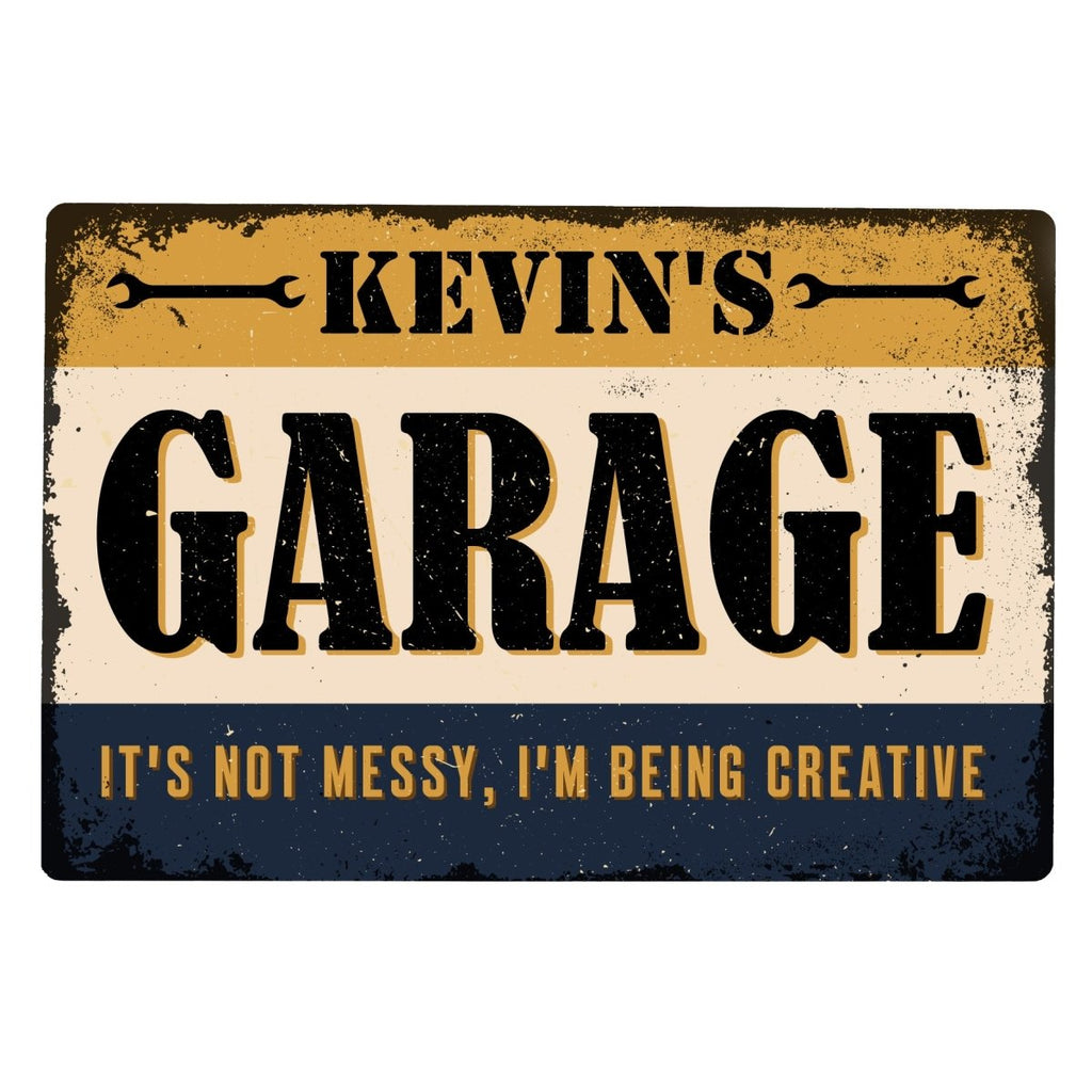 Personalised Garage Metal Sign, Father's day Gift for Men - Engraved Memories