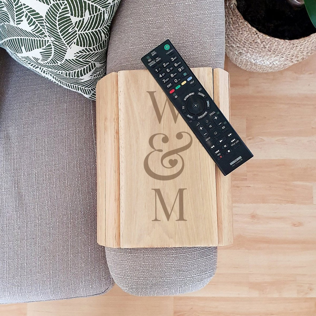 Personalised Initials Wooden Sofa Tray - Engraved Memories