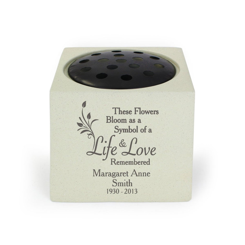 Personalised Life & Love Memorial Vase - Engraved Memories