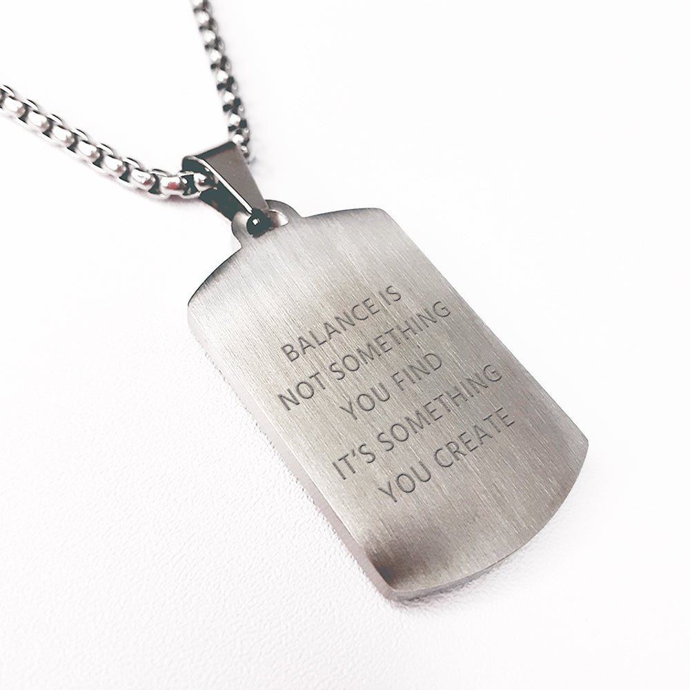 Personalised Men's Snowflake Obsidian Dog Tag Necklace - Engraved Memories