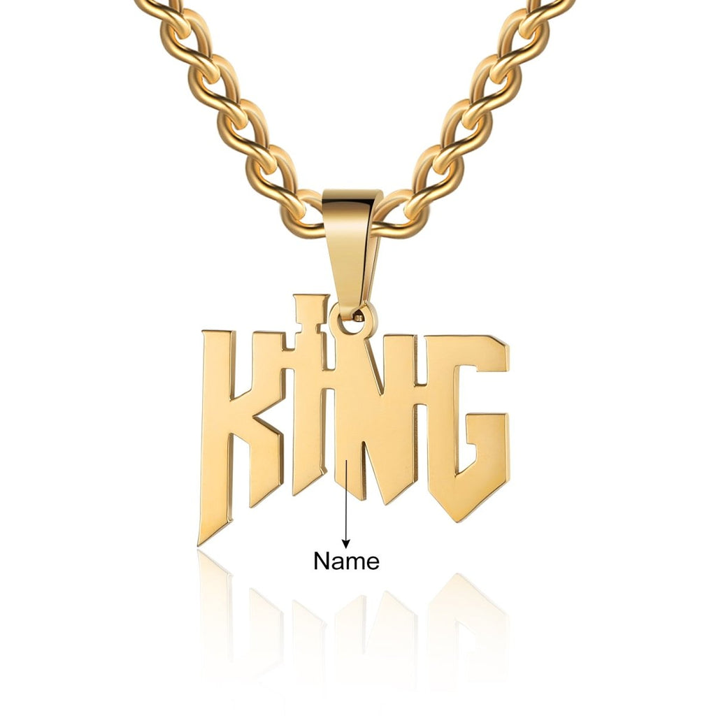 Personalised Name Necklace, Stainless Steel/Gold Plated/Rose Gold Plated, Rope Chain Name Necklace - Engraved Memories