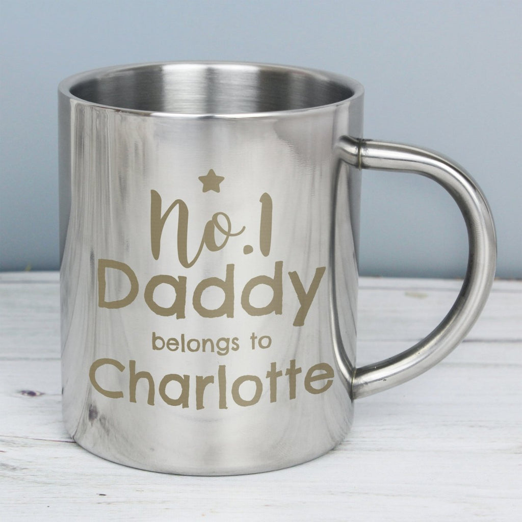 Personalised No.1 Daddy Stainless Steel Mug, Father's day Gift for Men - Engraved Memories