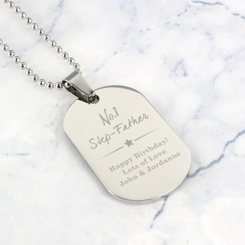 Personalised No.1 Stainless Steel Dog Tag Necklace - Engraved Memories