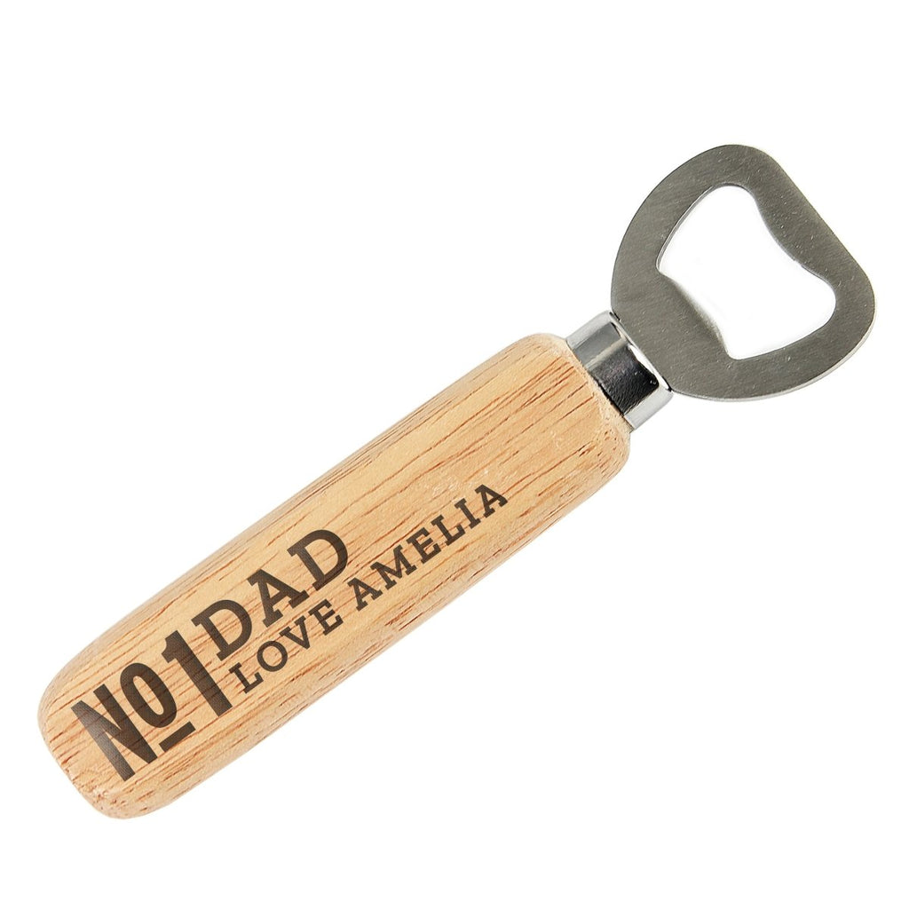 Personalised No.1 Wooden Bottle Opener, Father's day Gift for Men - Engraved Memories