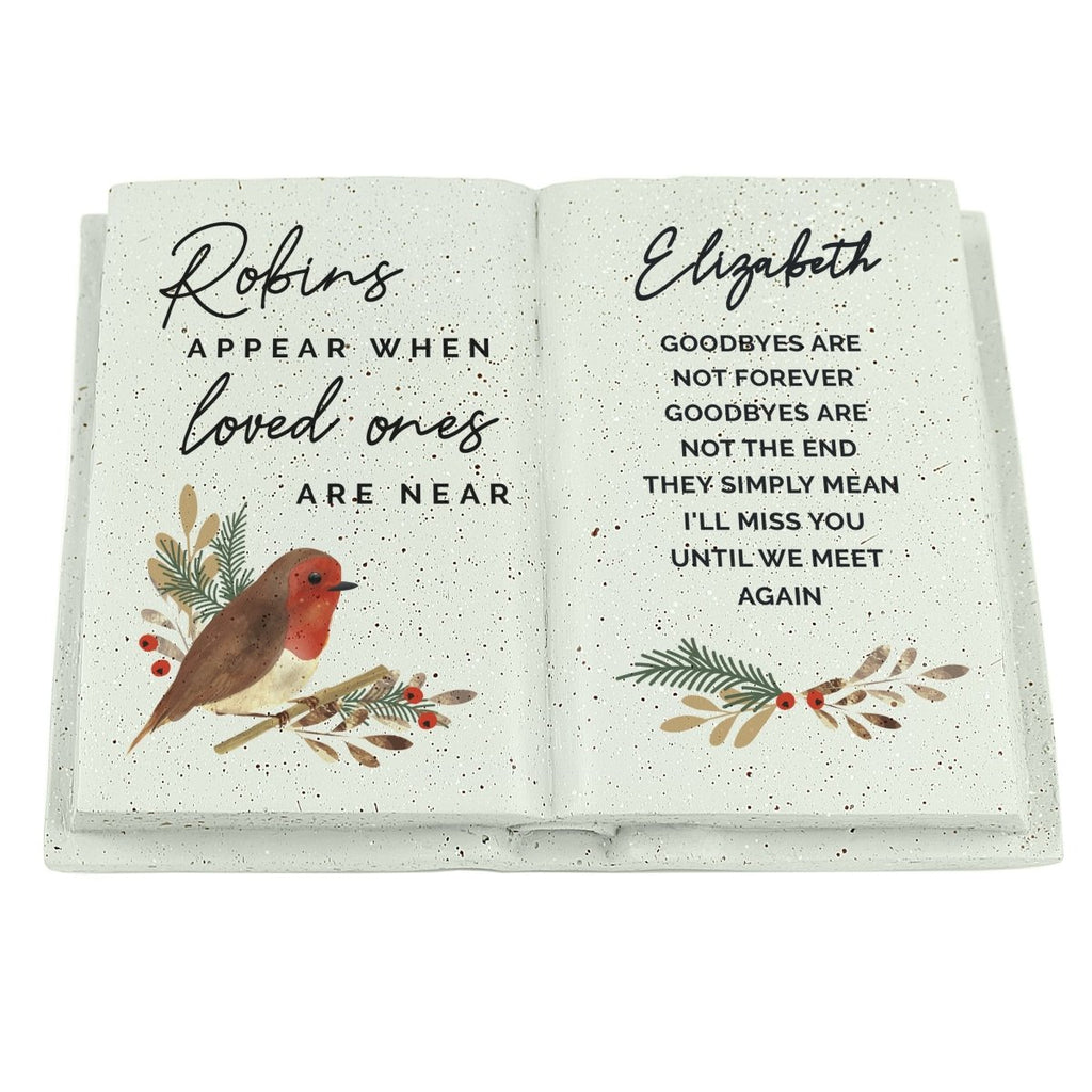 Personalised Robins Appear.. Memorial Book - Engraved Memories