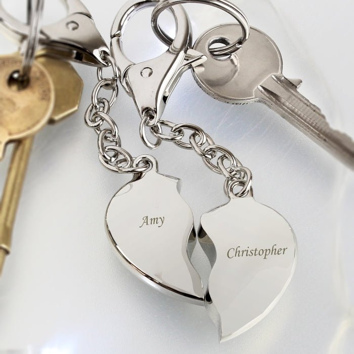 Personalised Split heart keyring Mother's day gift - Engraved Memories