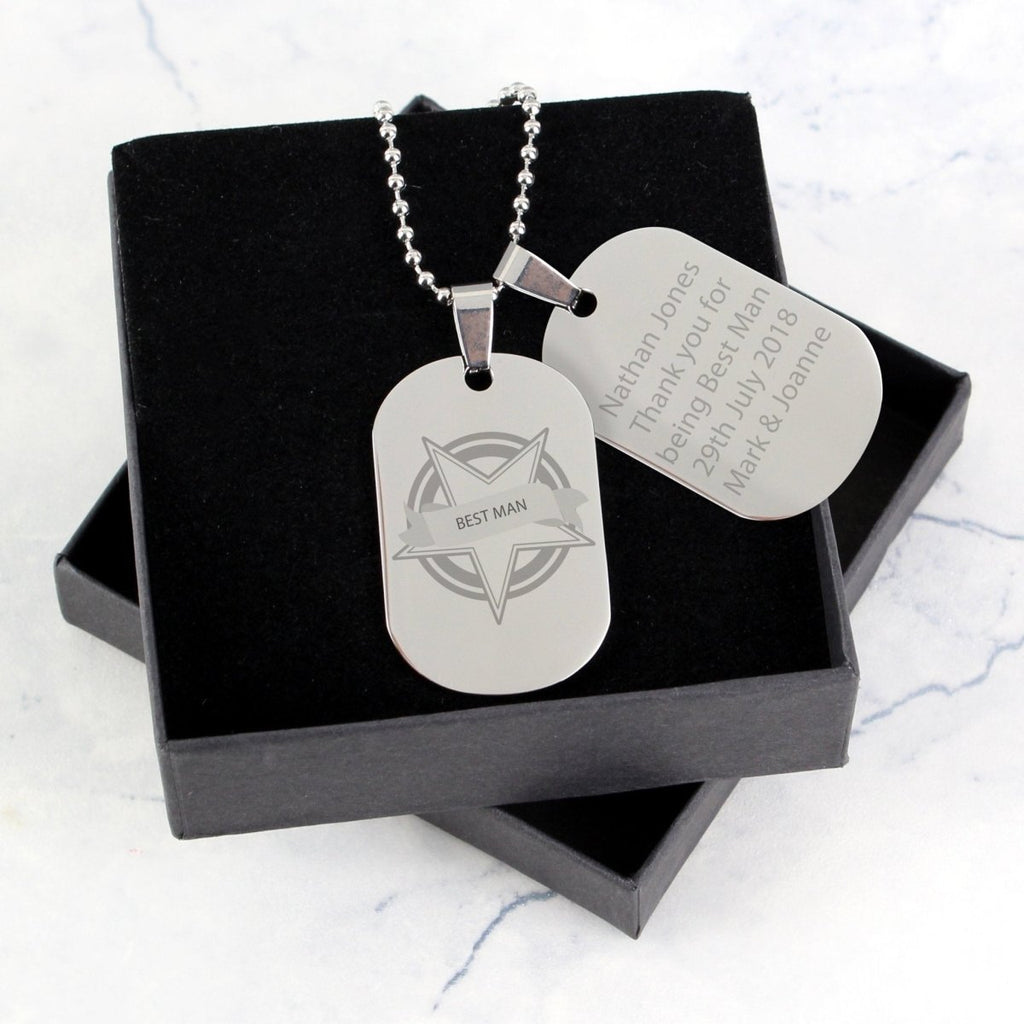 Personalised Star Stainless Steel Double Dog Tag Necklace - Engraved Memories