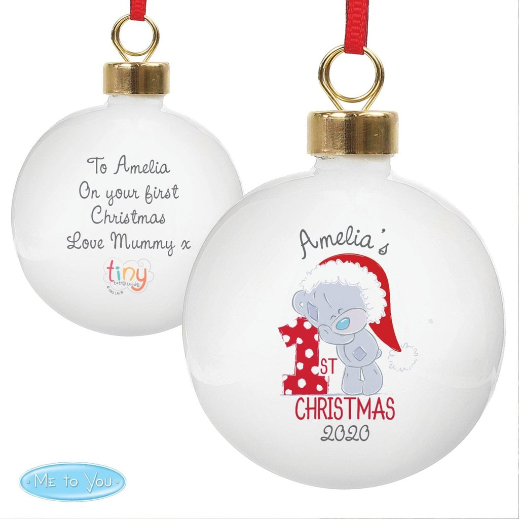 Personalised Tiny Tatty Teddy 'My 1st Christmas' Bauble - Engraved Memories