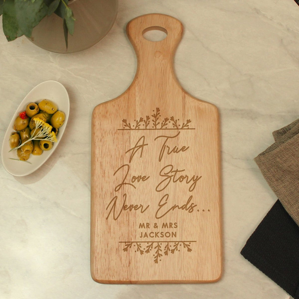 Personalised True Love Story Wooden Paddle Board - Engraved Memories