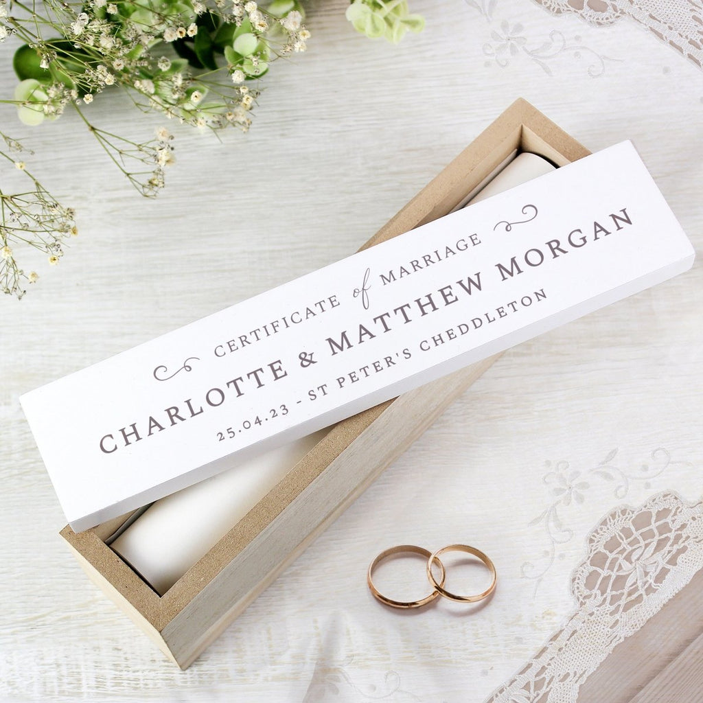 Personalised Wedding Wooden Certificate Holder - Engraved Memories