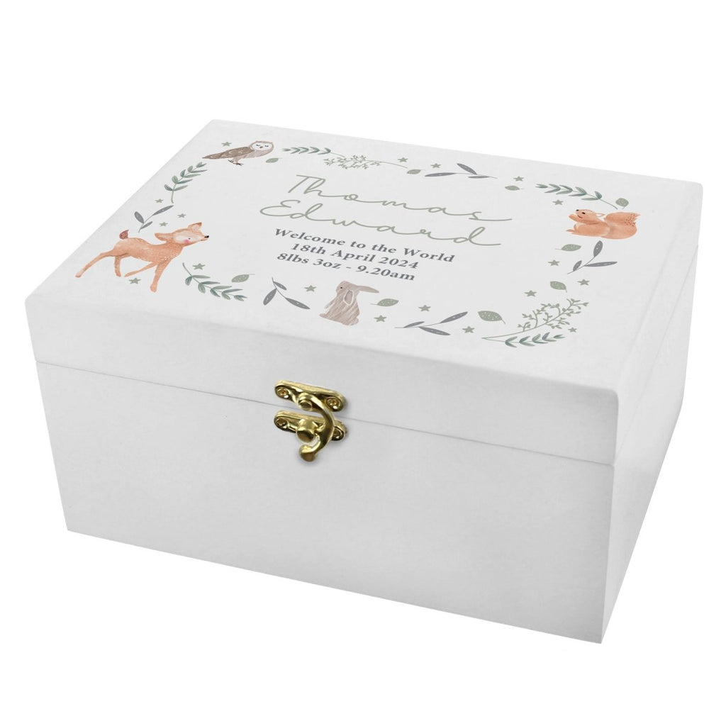 Personalised Woodland Animal Wooden Keepsake Box - Engraved Memories