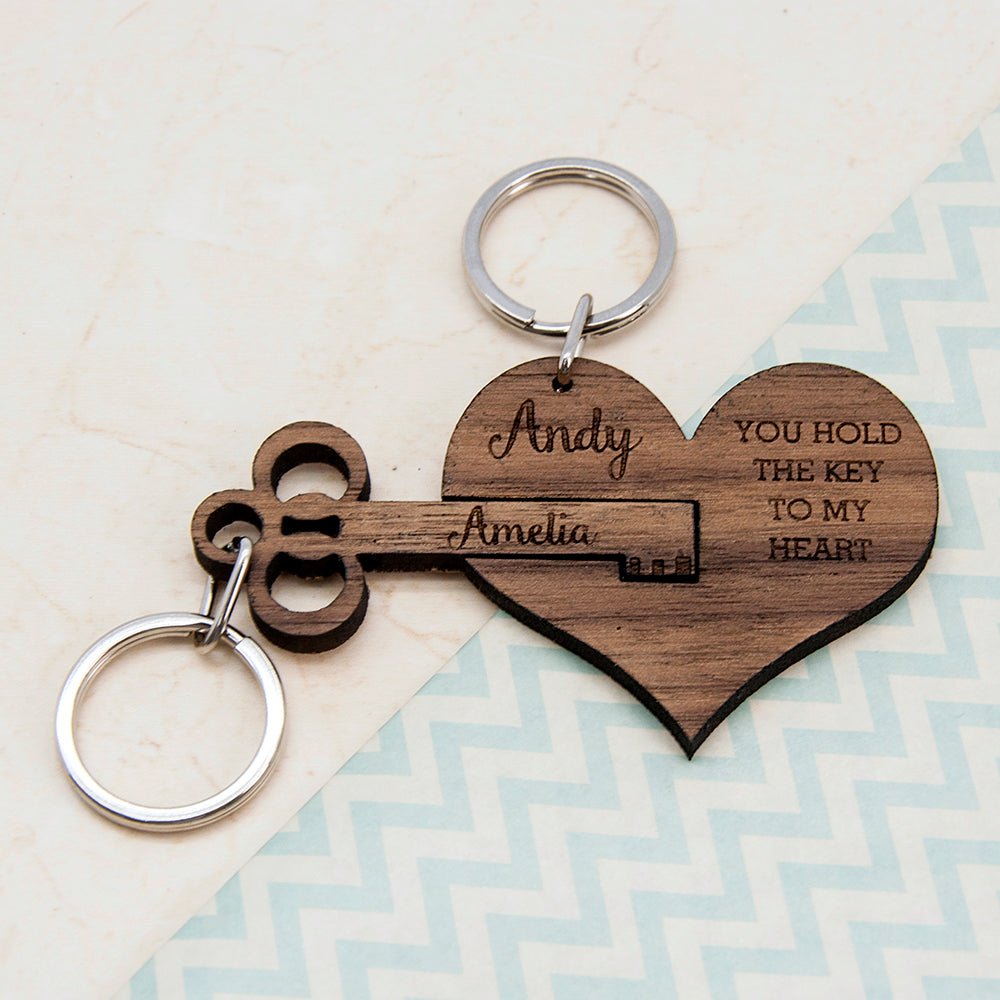 Personalised You Hold The Key To My Heart Keyring Set Of Two - Engraved Memories