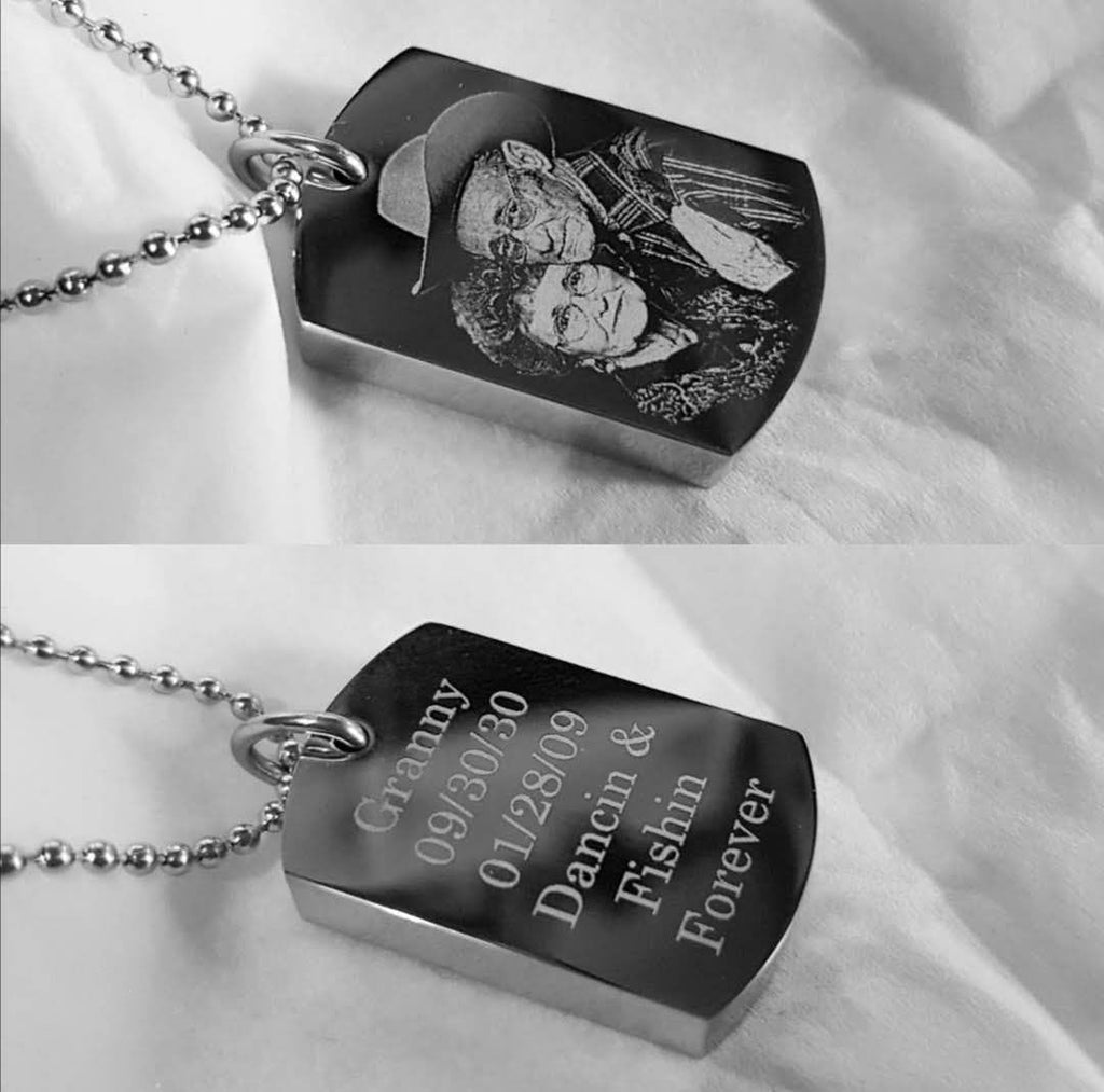 Photo Dog Tag Stainless Steel Cremation Jewellery - Engraved Memories