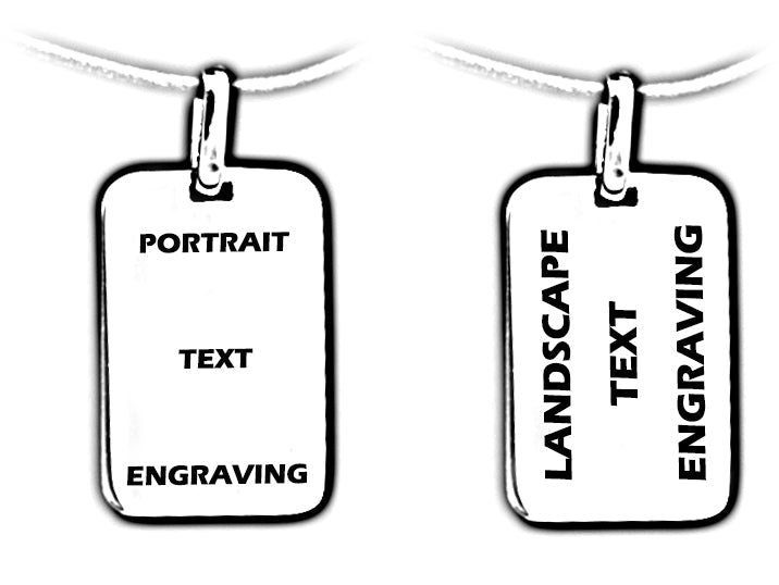 Sterling Silver Rectangle Dog Tag Pendant | Photo & Text Engraved | Father's day gift - Engraved Memories