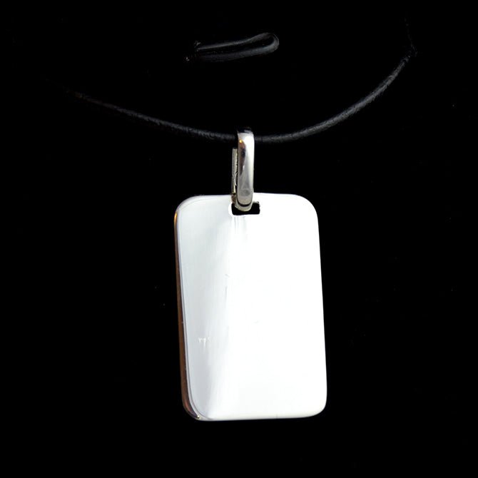 Sterling Silver Rectangle Dog Tag Pendant | Photo & Text Engraved | Father's day gift - Engraved Memories