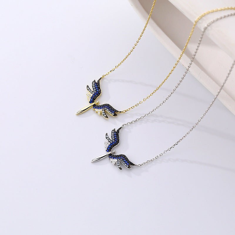Gold-plated 925 sterling silver angel wings necklace, 40+5cm chain, 21*20mm