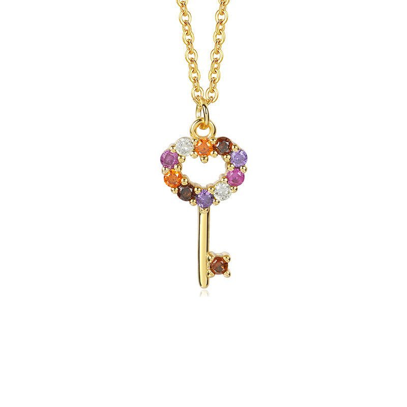 Gold-plated 925 sterling silver infinity symbol key necklace, 40+5cm chain with multiple sizes.