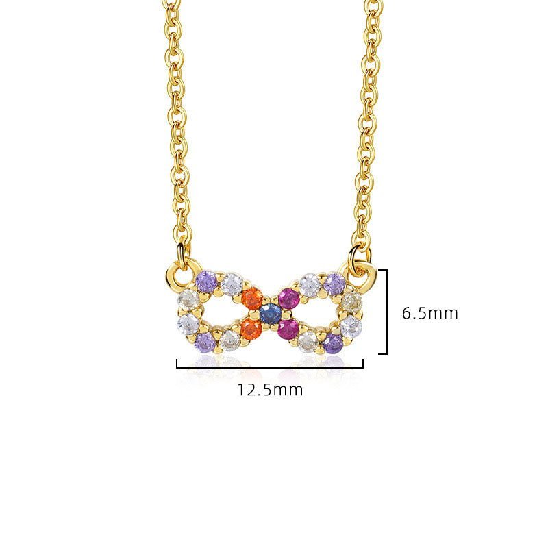 Gold-plated 925 sterling silver infinity symbol key necklace, 40+5cm chain with multiple sizes.