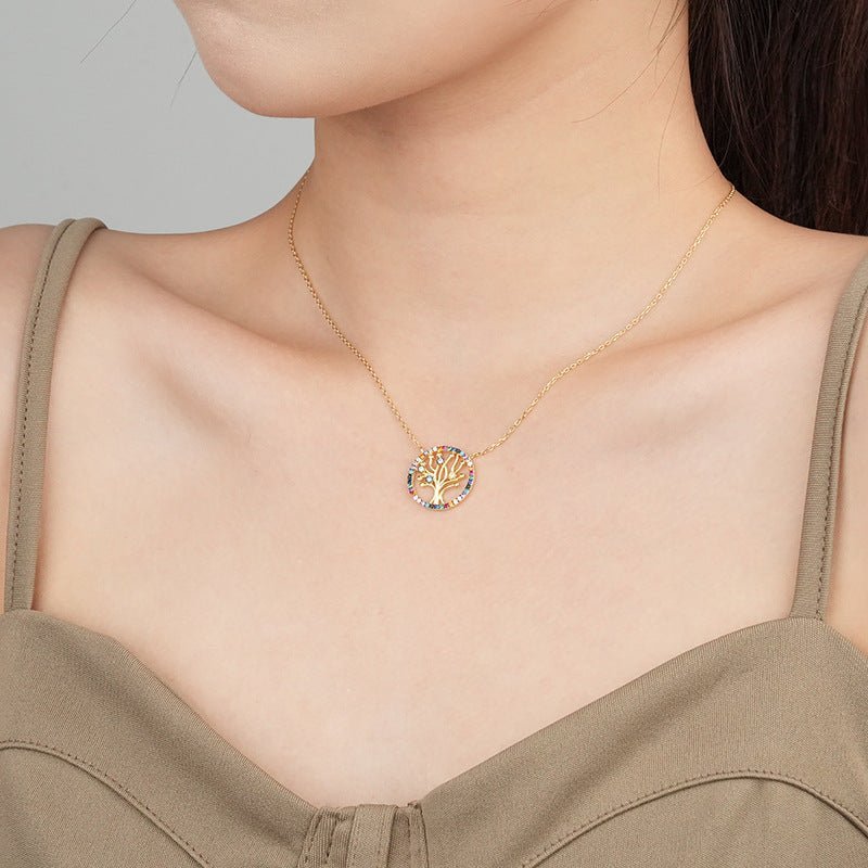 Gold or white gold-plated 925 sterling silver life tree necklace.