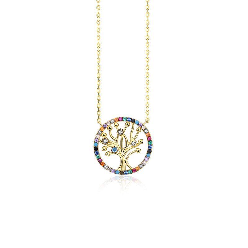 Gold or white gold-plated 925 sterling silver life tree necklace.