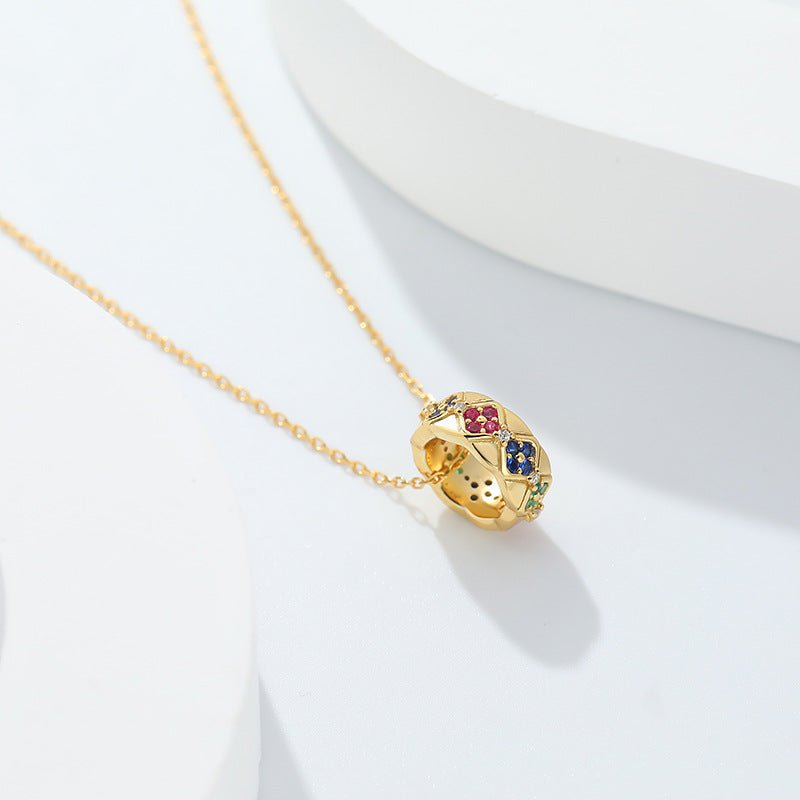 Gold-plated 925 sterling silver necklace, 40+5cm chain, 11*4.5mm pendant, 2.76g.