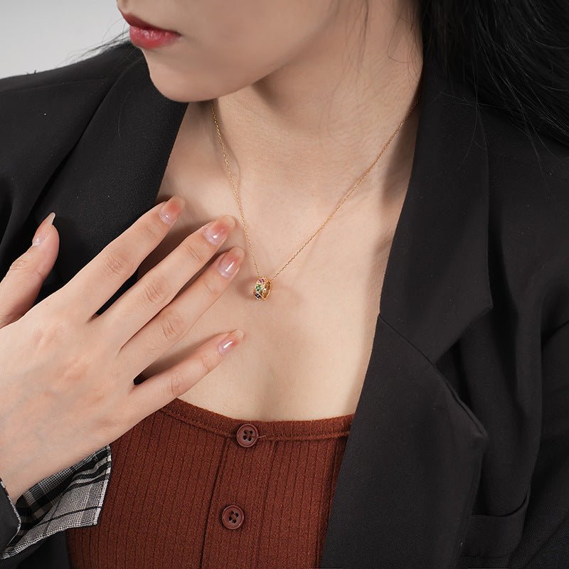 Gold-plated 925 sterling silver necklace, 40+5cm chain, 11*4.5mm pendant, 2.76g.
