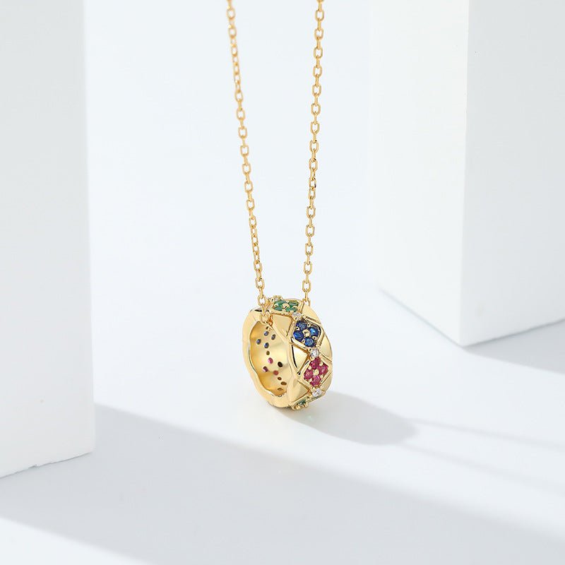 Gold-plated 925 sterling silver necklace, 40+5cm chain, 11*4.5mm pendant, 2.76g.