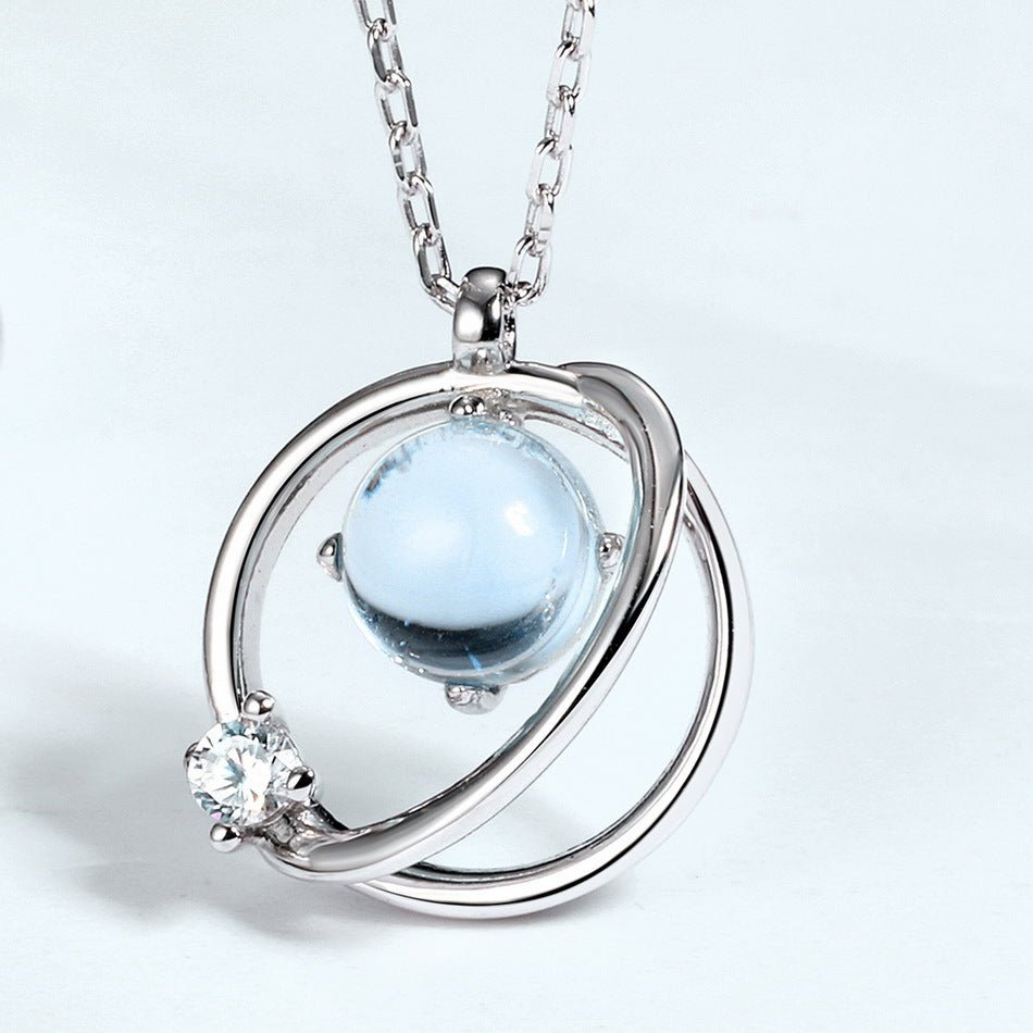 White gold-plated 925 sterling silver necklace, 19.0617.31mm pendant, 66/2.5*2.5mm stones, 2.31g.