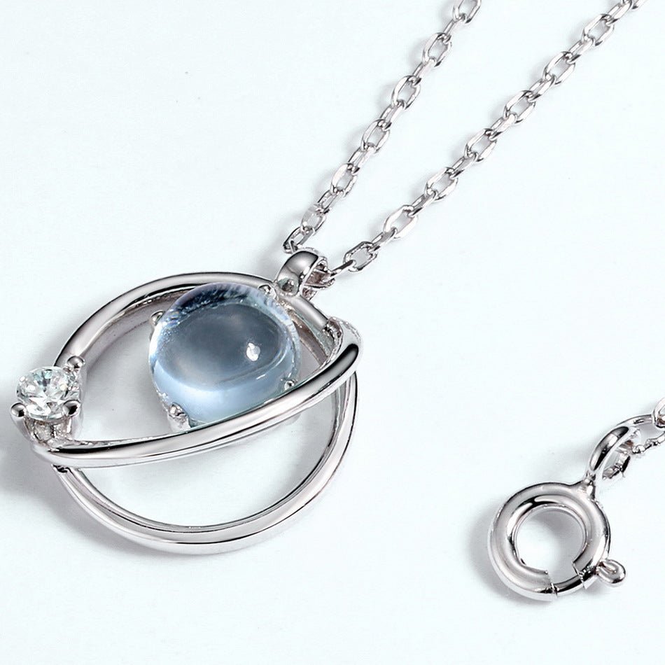 White gold-plated 925 sterling silver necklace, 19.0617.31mm pendant, 66/2.5*2.5mm stones, 2.31g.