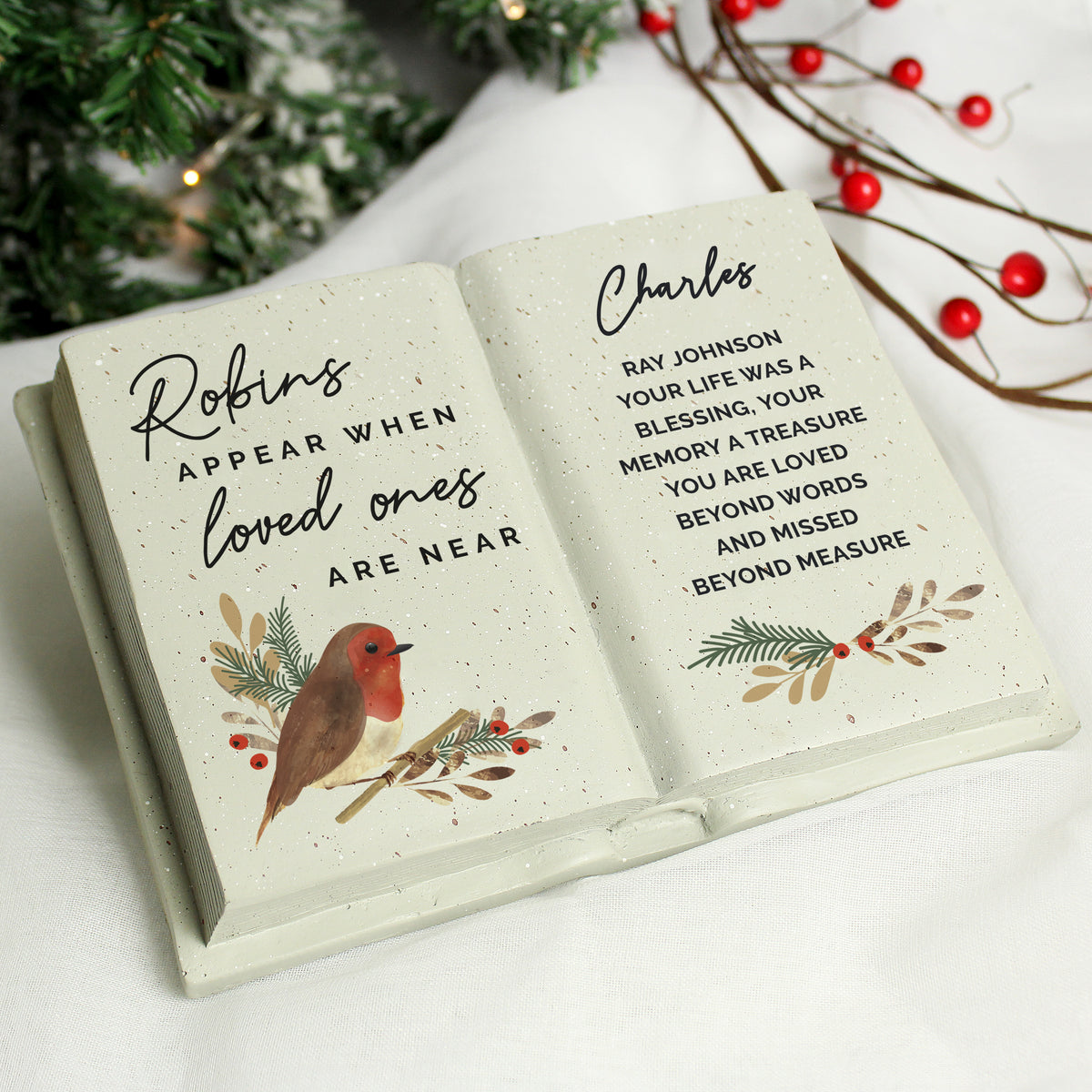 Personalised Robins Appear.. Memorial Book – Engraved Memories