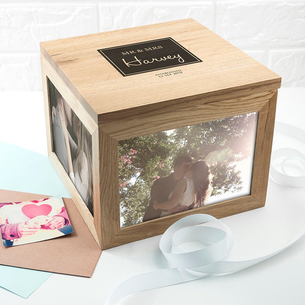 Solid oak photo box for newlyweds