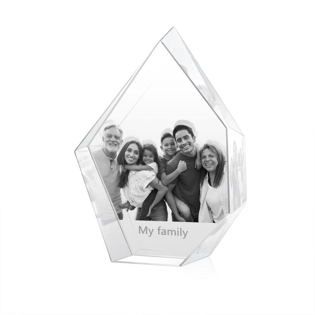 Custom 3D photo crystal shard ornament, medium, personalized with photo, 100x40x130mm, 720g weight