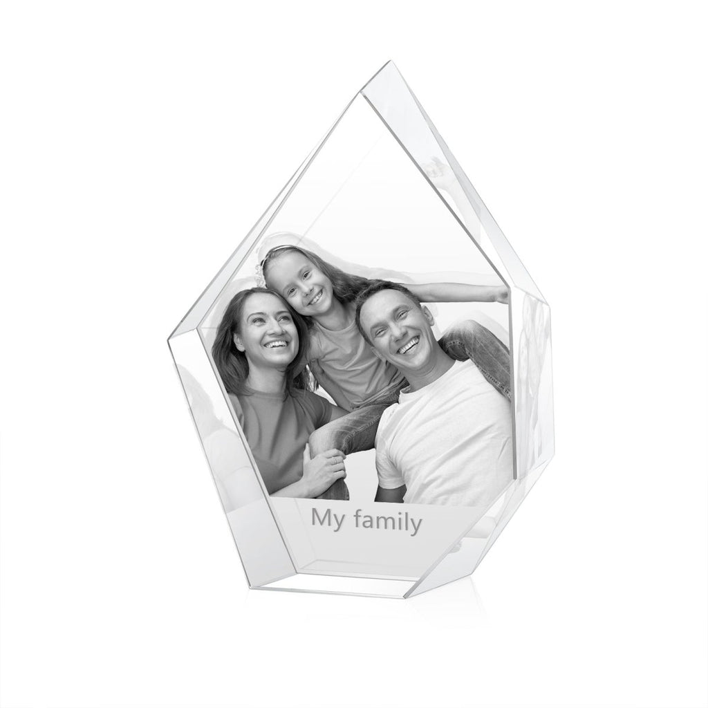 Custom 3D photo crystal shard ornament, medium, personalized with photo, 100x40x130mm, 720g weight